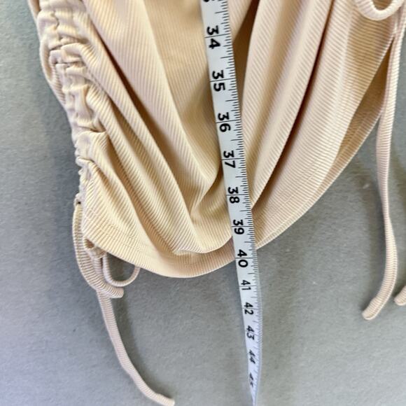 Romwe Beige Dress Sleeveless Adjustable String Ruched Sides Size M - Picture 9 of 9